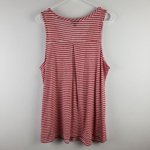 Torrid Women's Size 2 Knit Jersey Swing Tunic Tank Red And White Stripes Vneck - Picture 8 of 9